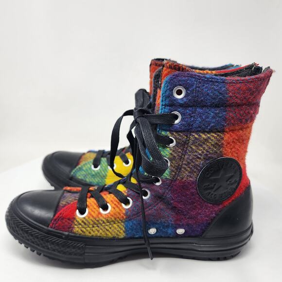 Converse X Woolrich Plaid High Top Sneakers Women 6.5 Multicolor Wool Chuck - Picture 8 of 15